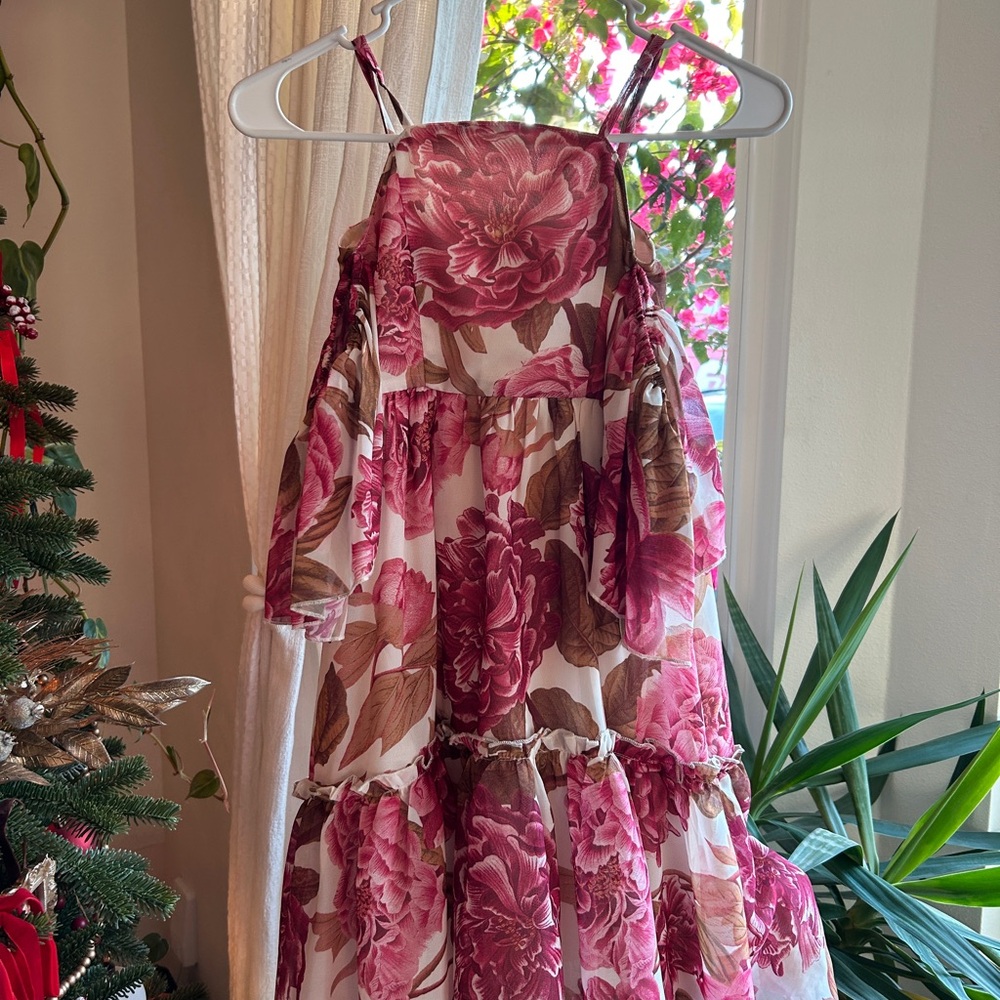 Joyfolie Pink and Cream Girls Floral Dress
